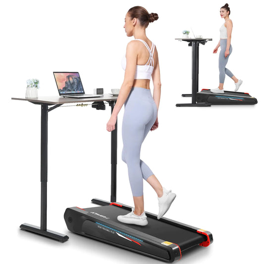 FUNMILY Walking Pad Treadmill with 5% Incline 2.5HP Smallest Under Desk Treadmill for Home Office Compact Walking Treadmill 300lbs Weight Capacity/Remote Control/Lighting Design(Balck Red)