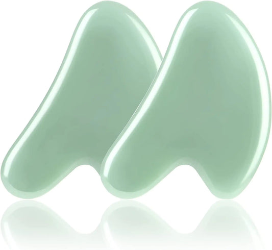 URAQT Gua Sha Massage Tool 2 Pcs Natural Jade Gua Sha Board Quartz Jade Stone Gua Sha Facial Tool Face Scraping Massager Anti Aging Massage Beauty Tool for Face Eye Neck